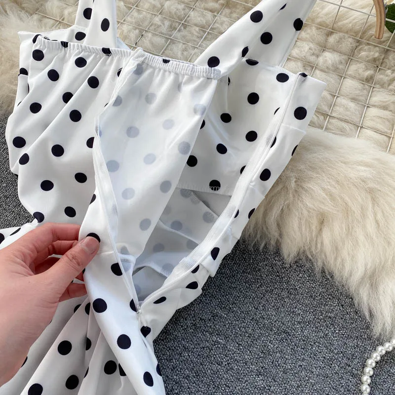 

New Summer Sexy Dress Women 2021 Spaghetti Strap Dot Printing Sleeveless Beach Dresses High Street Style Mini Dresses Vestidos