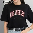 2021 модная женская футболка с коротким рукавом в стиле Лос-Анджелеса, американская женская футболка с графическим рисунком, летние топы Y2k, Повседневная футболка большого размера