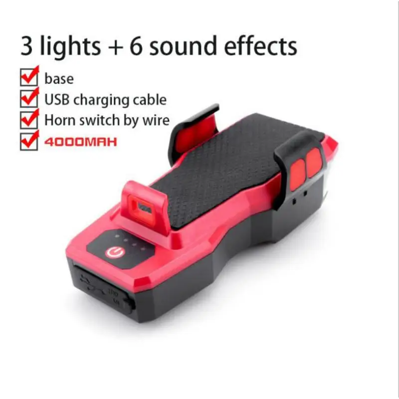 

4 In 1 Super Bright USB Bicycle Headlights Waterproof With Horn Mobile Phone Support Cycling Flashlight Battery Bike Accessories