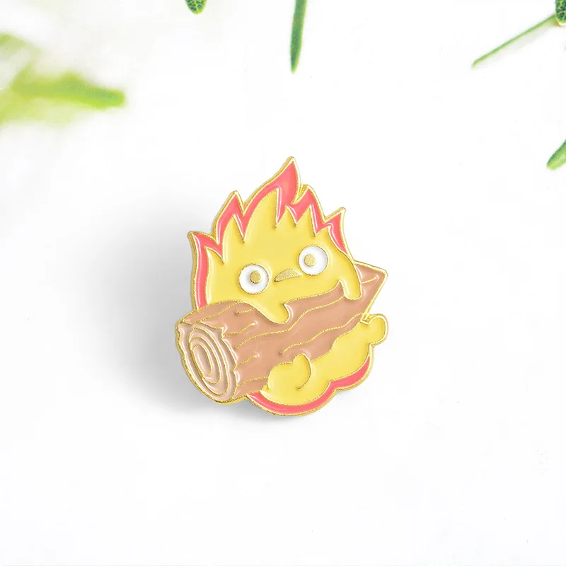 Japanese Anime Brooches Fire Elf Calcifer Enamel Pin Custom Badge for Bag Lapel Buckle Howl Jewelry Gift kid | Дом и сад