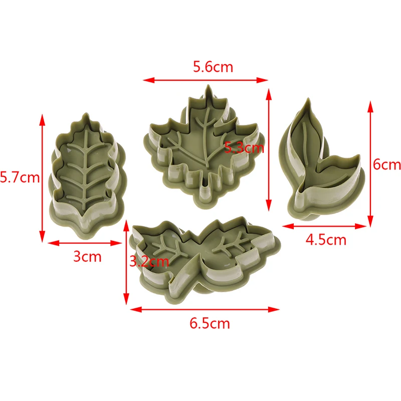 

4 Pcs/set Leaf Shape Plastic Cookie Cutters Set Non-toxic Tasteless Pastry DIY Fondant Cake Biscuit Mold For Kitchen Accessories