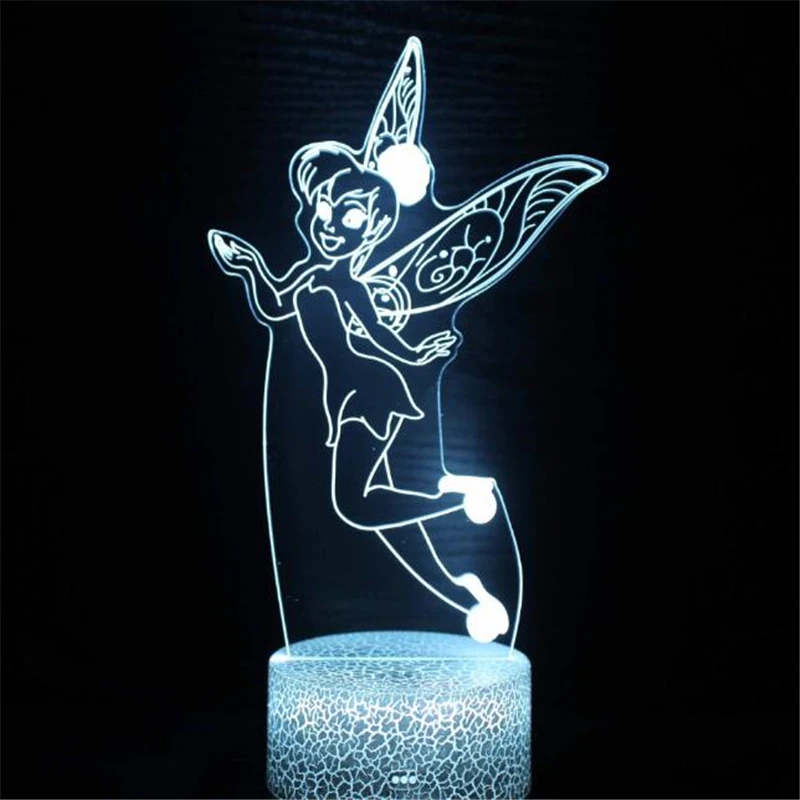 Светодиодный ночсветильник с мультяшным Диснеем фея колокольчик 3D лампа