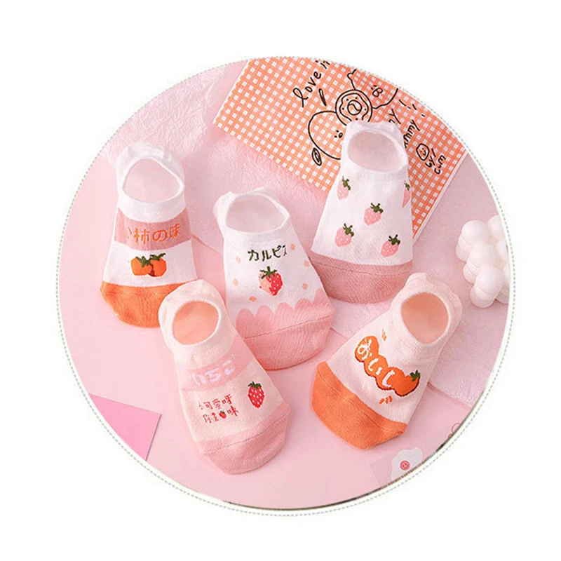 Короткие носки с фруктовым принтом Женские летние хлопковые короткие