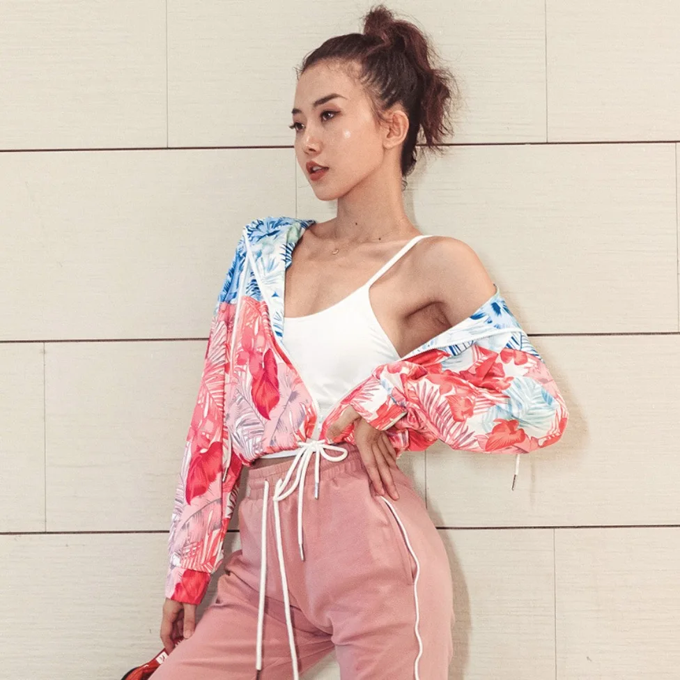 FE6903 толстовки спортивная куртка с принтом женский топ для йоги на Молнии Куртка