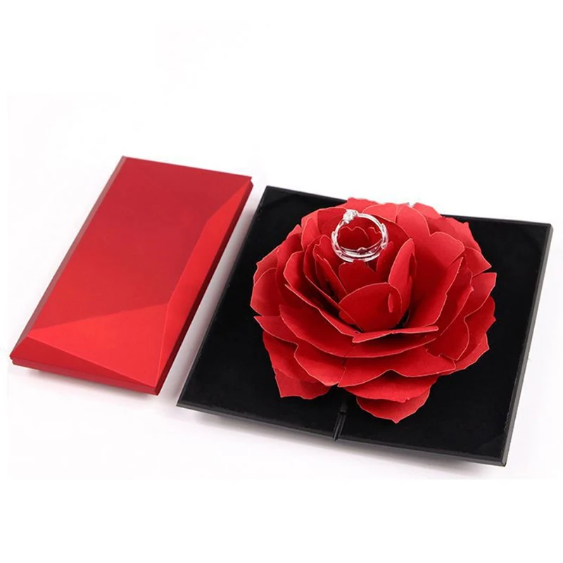 Винтажные подарочные коробки с красной розой модные кольца в 3D коробке короной и