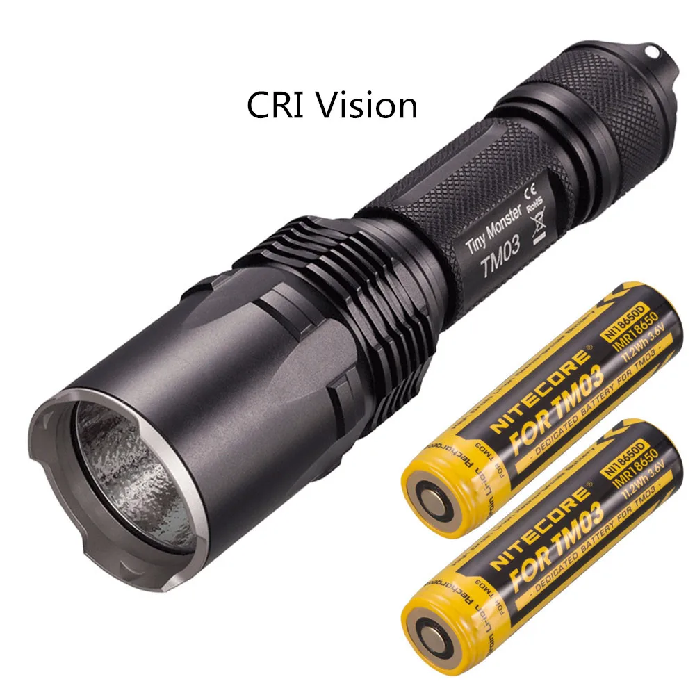 TM03CRI 2 x battery NITECORE TM03 TM03CRI тактический фонарь XHP70 Светодиодный max 2800 люмен луч расстоянии 289 метр уличный фонарик с 18650 батарея - Испускаемый цвет: TM03CRI 2 x battery