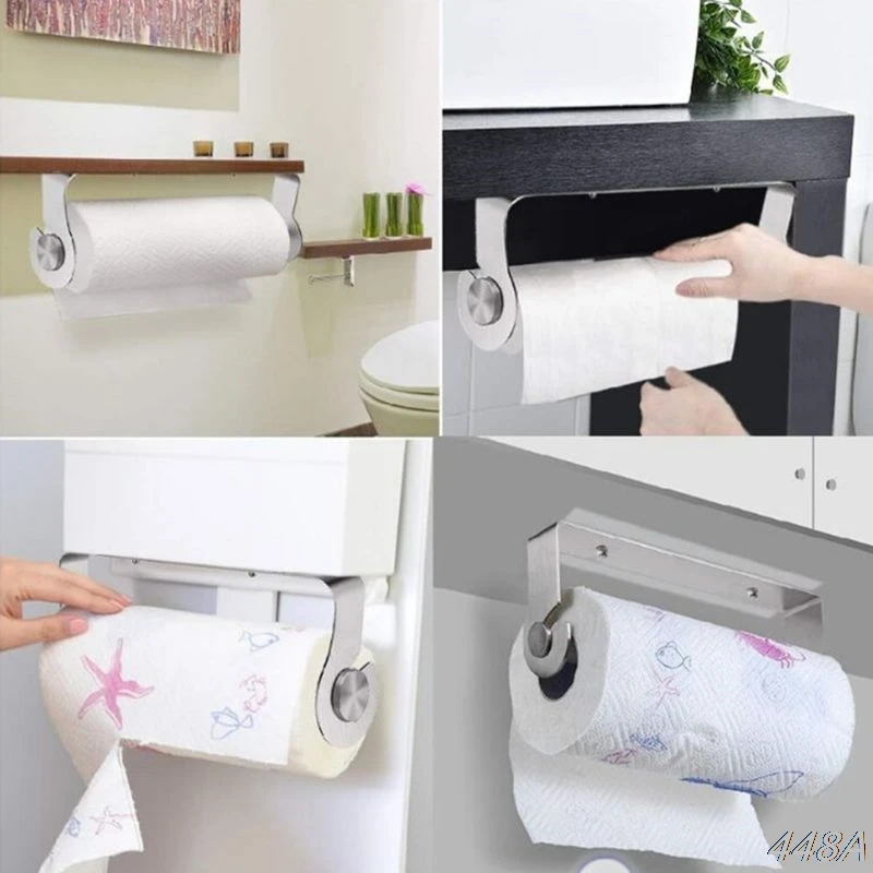 

No Drilling Roll Paper Holder Home Bathroom Stainless Steel Towel Tissue Rack New 2020