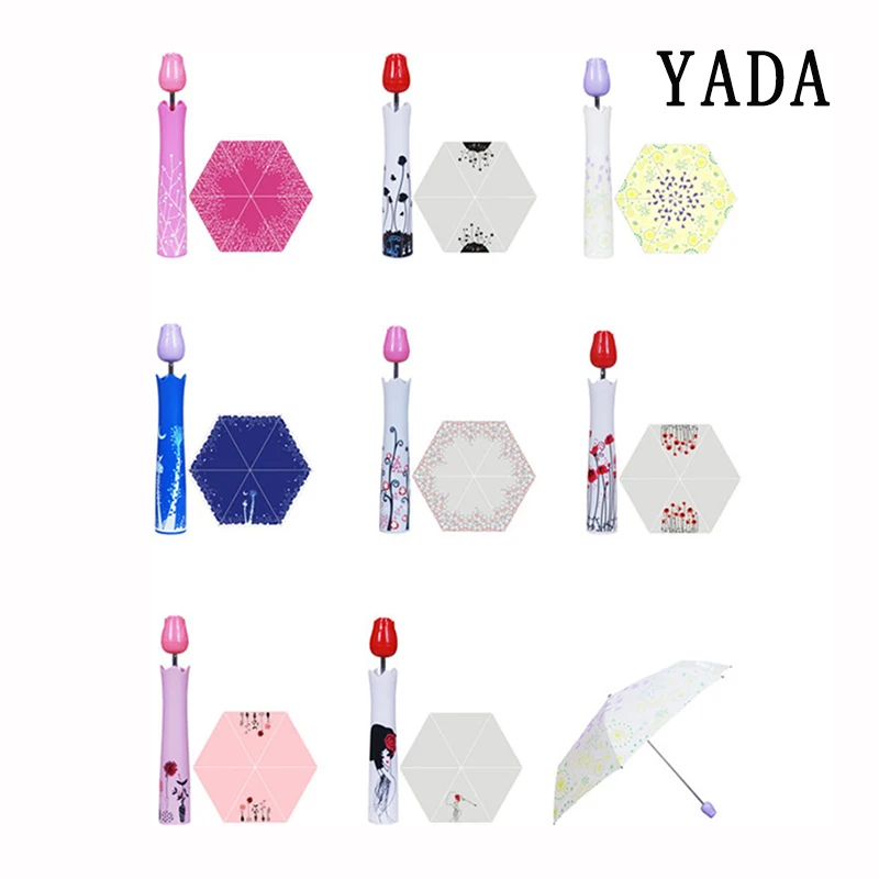 

YADA New Cartoon Rose Flowers Umbrellas For Child Folding Wine Bottle Umbrella Rain Creative UV Mini Fruit Dolls Umbrellas YS856