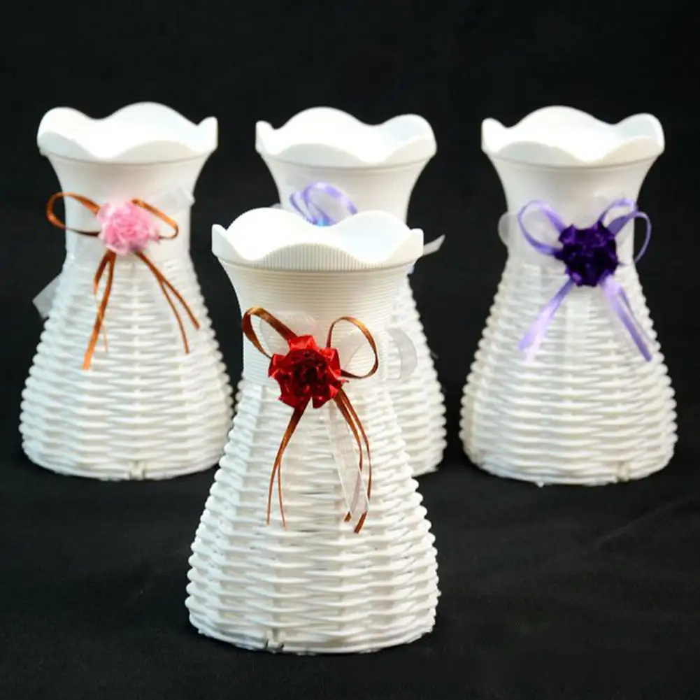 Пластиковые вазы имитация ротанга корзины сушеные цветочные цветочный горшок DIY