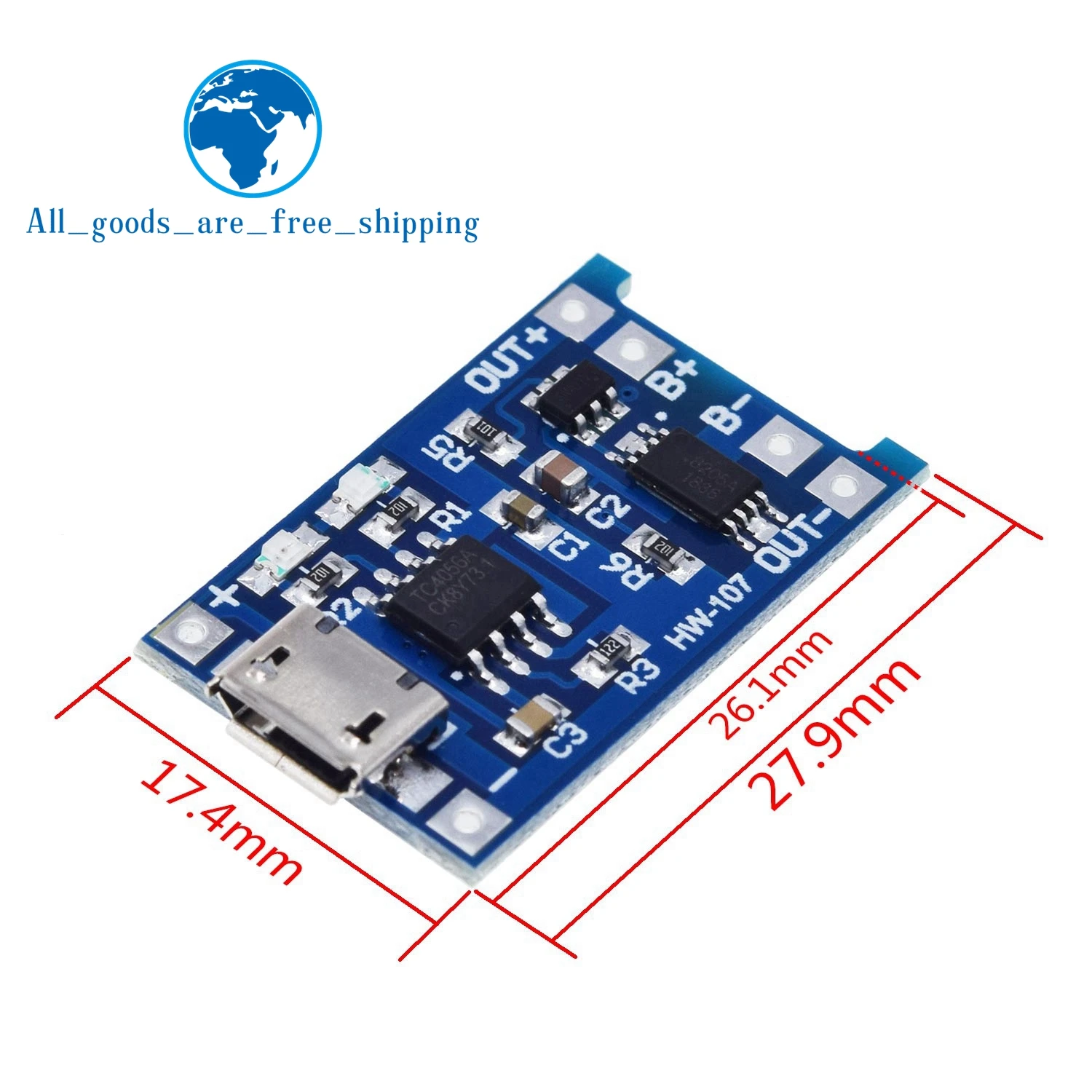 5 шт. Micro USB 5V 1A 18650 TP4056 модуль зарядного устройства литиевой батареи зарядная плата