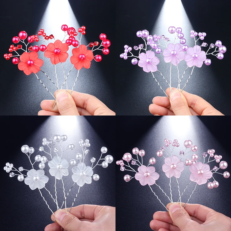 

Luxury 3Pcs Girl Bridal Bridesmaid Wedding Prom Hair Pins Clips Headwear Flower Design Crystal Handmade Hair Jewelry Accessories
