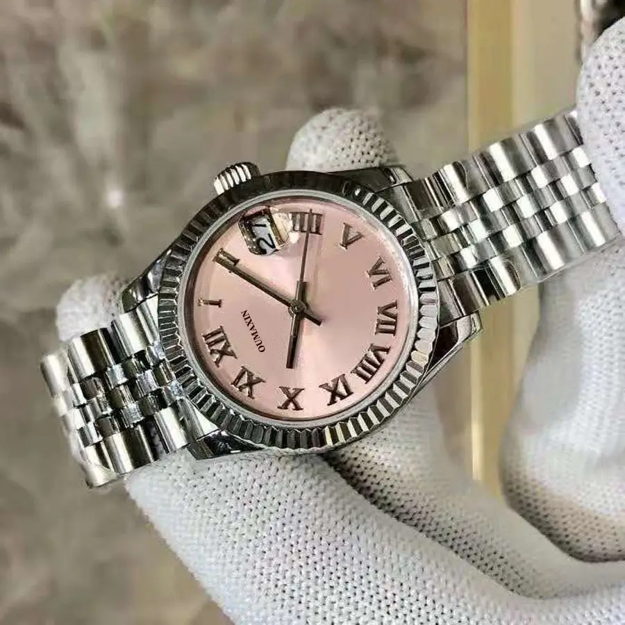 

Luxury brand 31mm ladies watch automatic mechanical pink dial sapphire imported 316L stainless steel