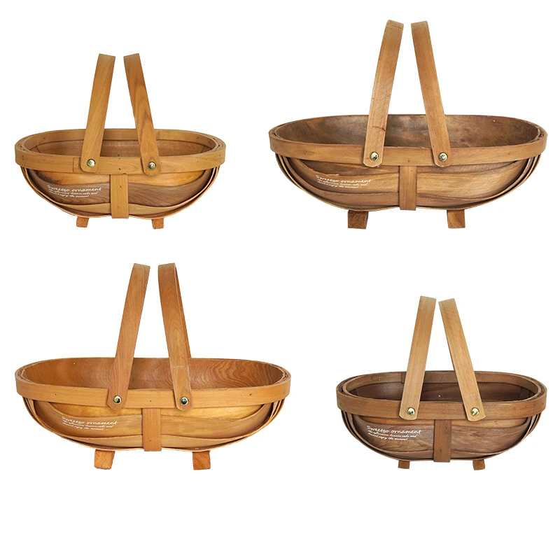 Деревянная корзина для еды домашнее украшение держатель демонстрации цветов