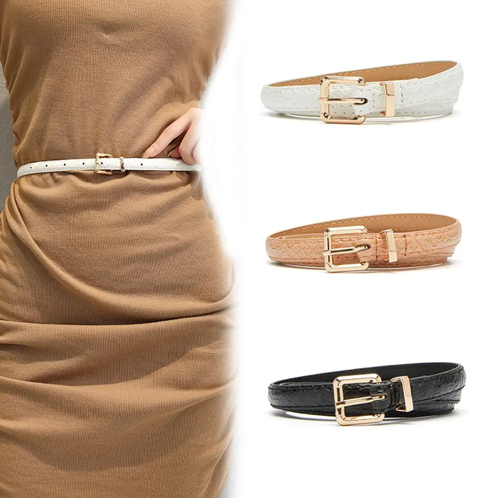 

Ремень с металлической пряжкой Женский, тонкий пояс из искусственной кожи в форме квадрата, длинный пояс для джинсов и платьев