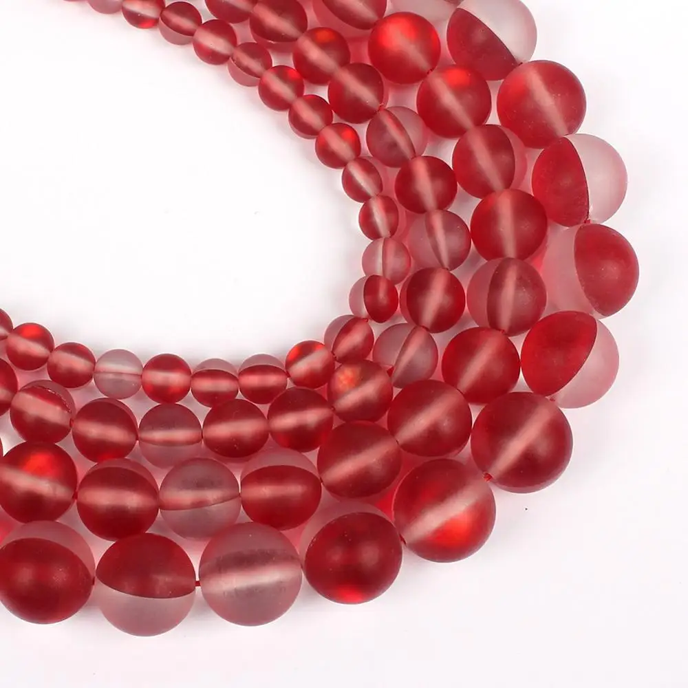 matte Red Crystal A+ матовый Mulitecolor матовый из австрийского кристалла, Круглый бисер для изготовления ювелирных изделий 6/8/10/12 мм блеск лунный камень бусины для изготовления браслетов - Цвет: matte Red Crystal
