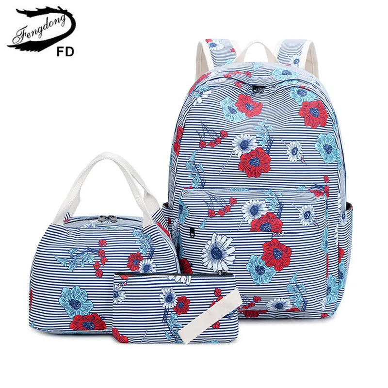 Школьный рюкзак Fengdong школьные сумки для подростков с цветочным рисунком девочек