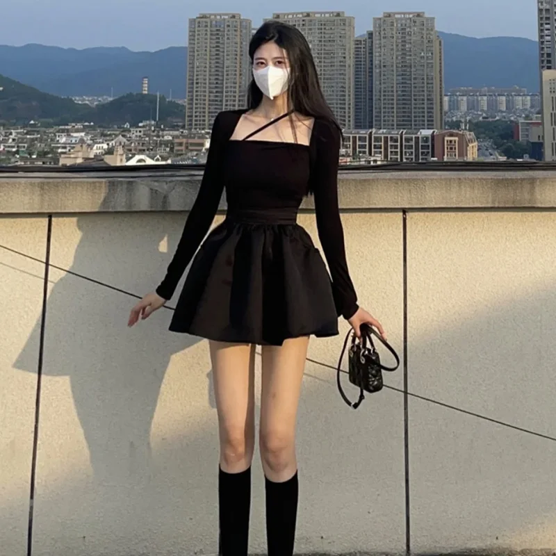 Осенние корейские платья 2021 новый стиль Чистый желание сексуальный тонкий