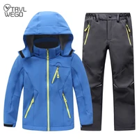 trvlwego winter waterproof outdoor suit camping windproof skiing hiking pant soft shell jackets kids fleece sport keep warm
