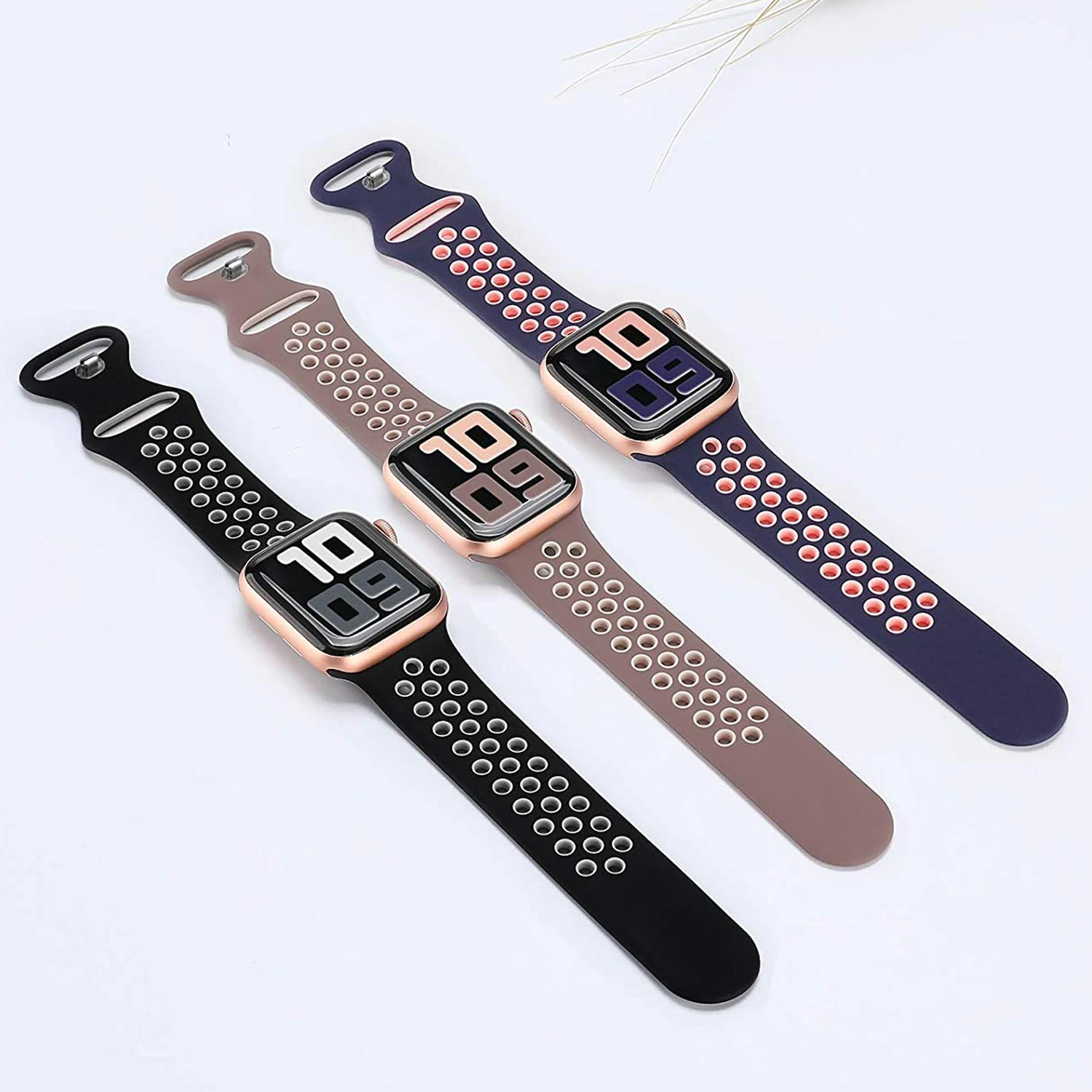 Silicone Strap For Apple Watch band 44mm 40mm 38mm 42mm 44 mm soft Breathable watchband correa bracelet iWatch 3 4 5 6 se band