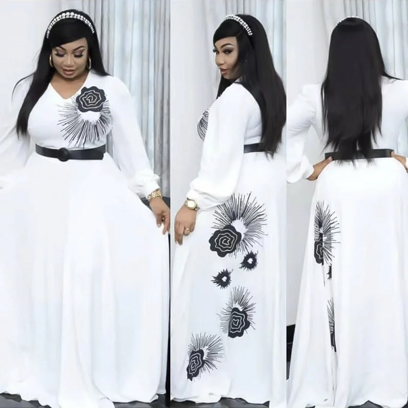 African Dresses for Women Summer Printing Long Sleeve Plus Size Dress Clothes | Тематическая одежда и униформа