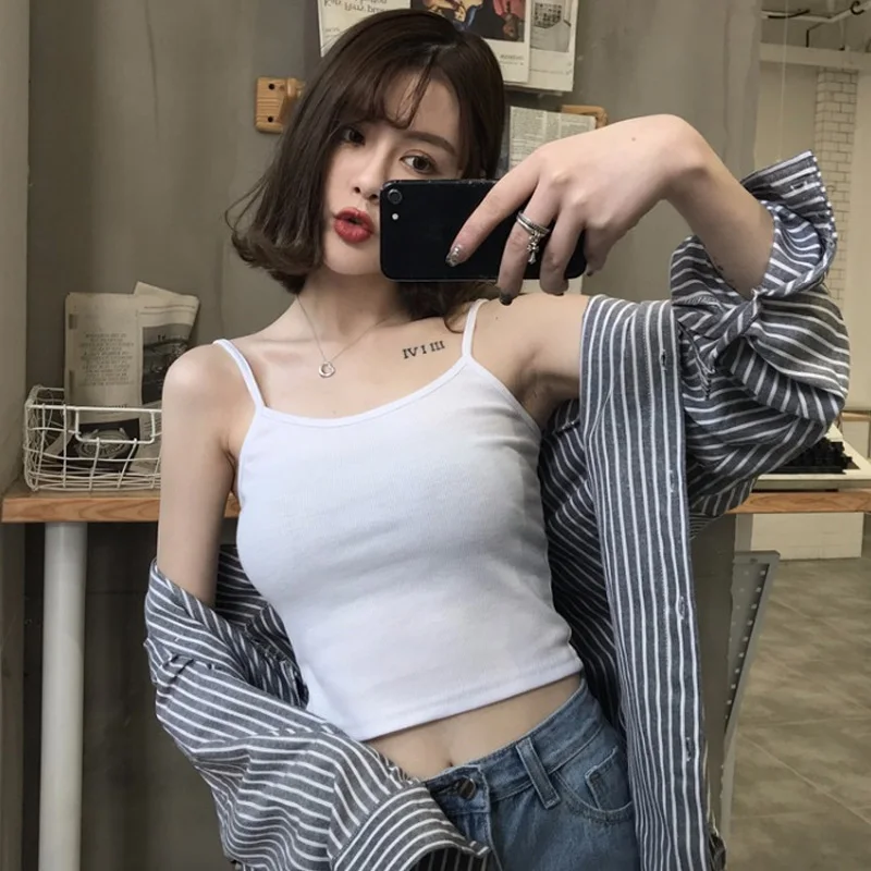 

Summer 2021 Women's Clothing Crop Camisole Korean Version Solid Color Fashion Simplicity Personality Sexy Tank Top Women