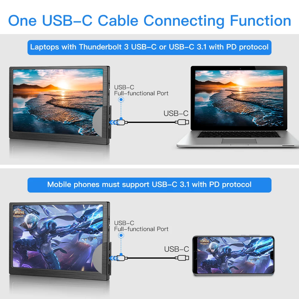 eyoyo em09t 8 9 usb type c portable gaming monitor touch screen 1920x1200 ips ps4 xbox display for pc laptop phone nintendo free global shipping