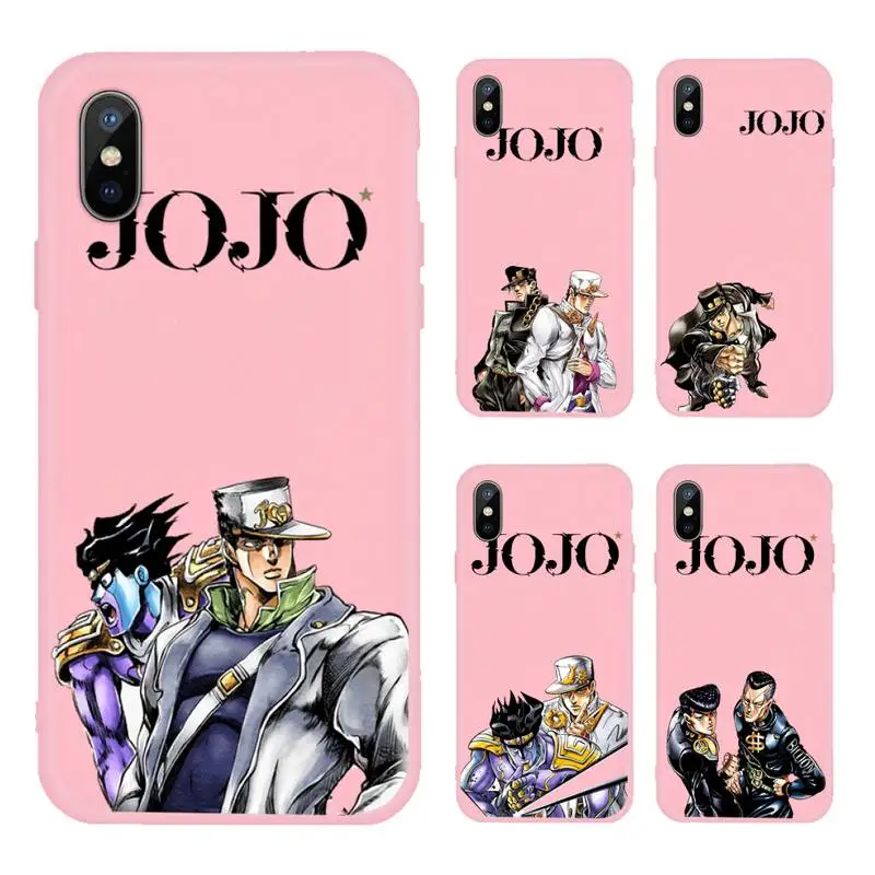 

JoJo Bizarre Adventure Phone Case Pink Candy Color for iPhone 11 12 mini pro XS MAX 8 7 6 6S Plus X SE 2020 XR