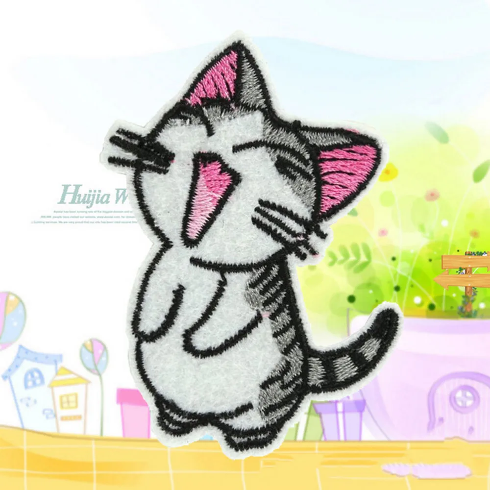 Аппликация для мотиков сделай сам мультяшный Кот вышитые термоклейкие нашивки