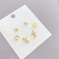 sipengjel new trendy cute star and moon stud earrings sets simple animal unicorn 6 pcs earrings for women fashion jewelry