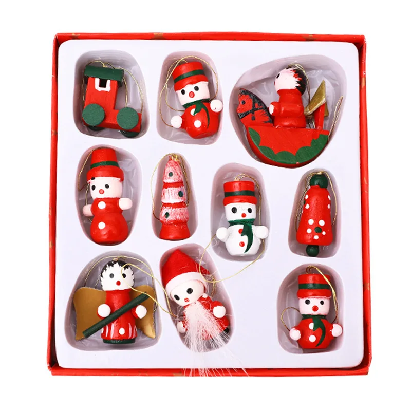 

Christmas Gift Christmas Tree Decoration Mini Pendant Wooden Doll Small Angel Snowman