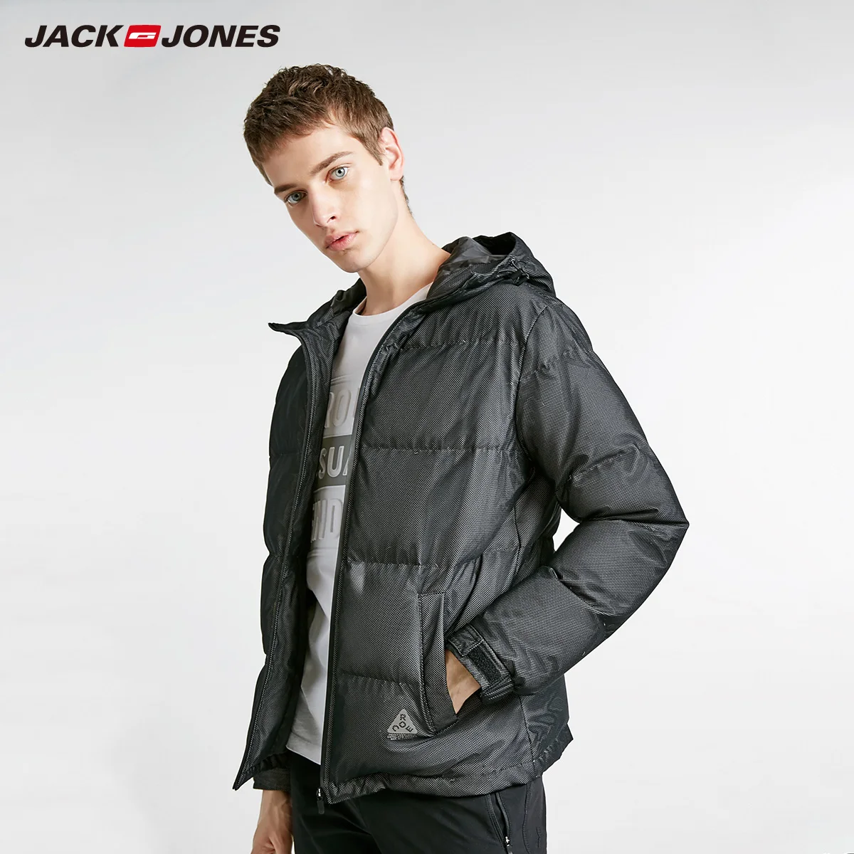 Jack Jones мужской с капюшоном Теплый пуховик Короткая куртка мужская | 218412538
