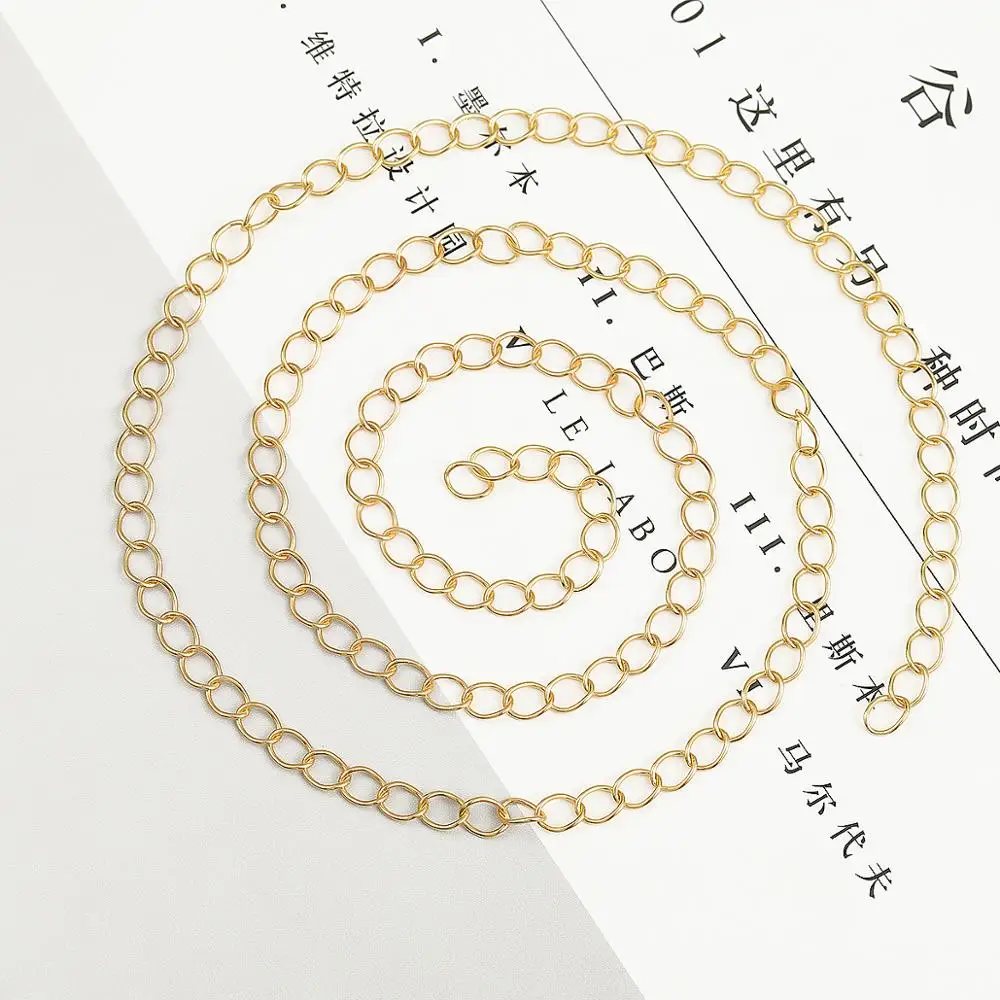 1m/lot 3/4 mm 18K Gold Plated Open Link Ring Extended Extension Bracelet Chains Tail Extender Chain For Jewelry Making Supplies | Украшения