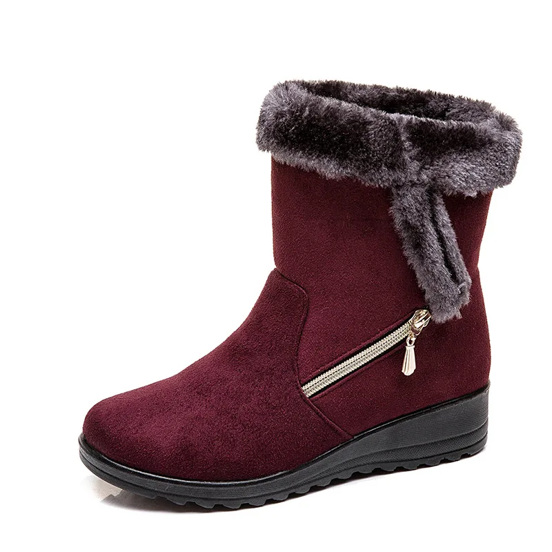 

Women Large Size Snow Boots Women's Boots Flat Zipper Martin Boots Winter Plus Velvet Short Boots Ladies Cotton Boots