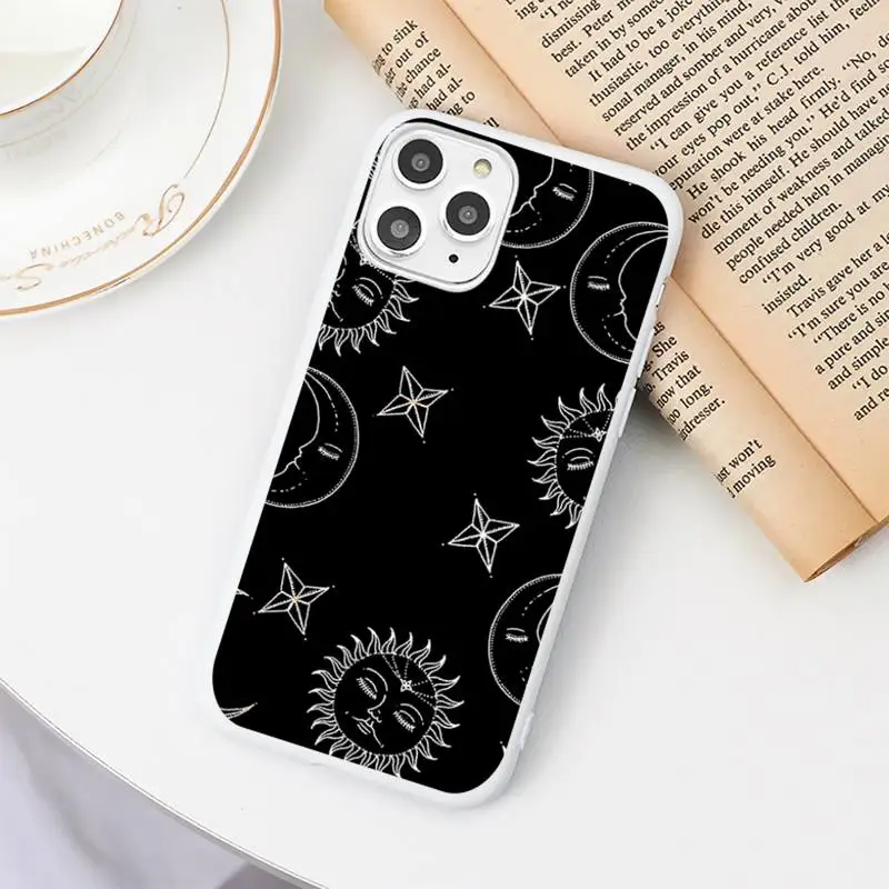 

Art Sun Flowers Cat Snake Moon Phone Case Candy Color White for iPhone 11 pro XS MAX 8 7 6 6S Plus X 5S SE 2020 XR