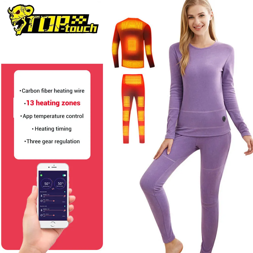 

50℃ Heated Jacket Underwear Suit Smart APP Control USB Battery Powered Fleece Thermal Keep Warm Women Men Motorcycle Jacket