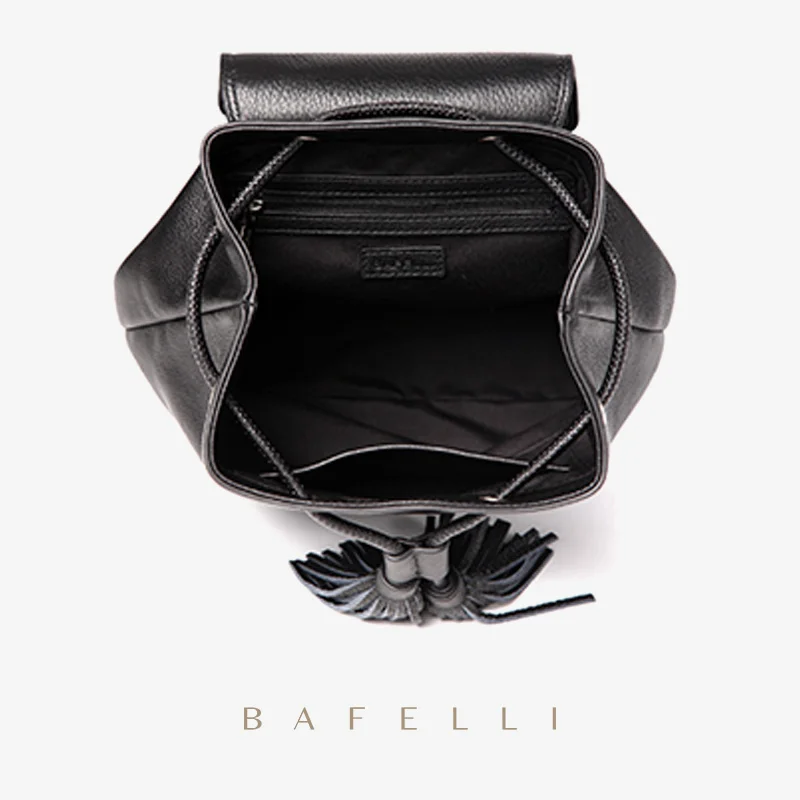 Маленький рюкзак BAFELLI из натуральной кожи шнурок с кисточками розовая дорожная