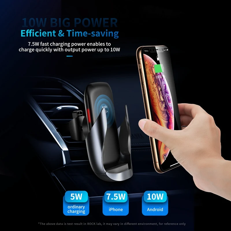 ROCK металлический Автомобильный держатель для телефона беспроводное зарядное
