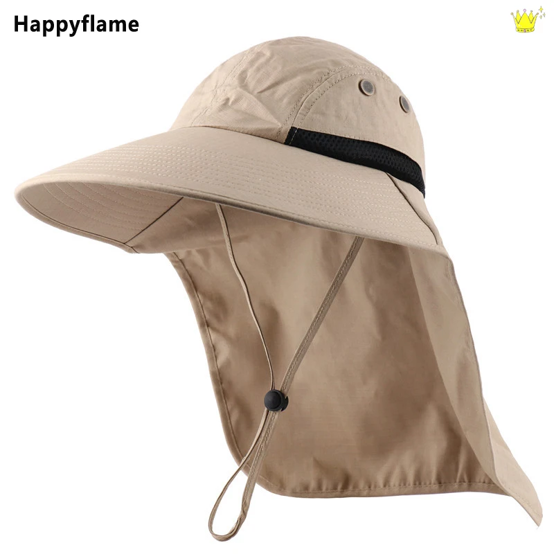 

Thick Leather Waterproof Fisherman Hat Outdoor Sun Protection Fishing Hats Breathable Neck Guard Sun Cap Men's Panama Hat Unisex