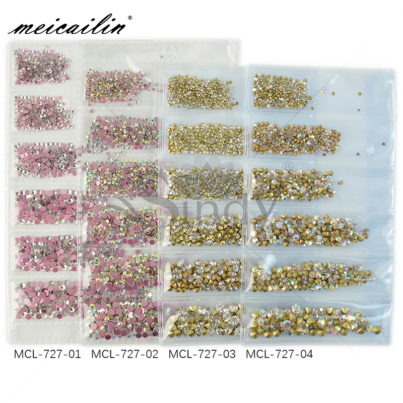 Разноразмерные Белые Стразы для ногтей из стекла AB s розовые зеркальные Подвески