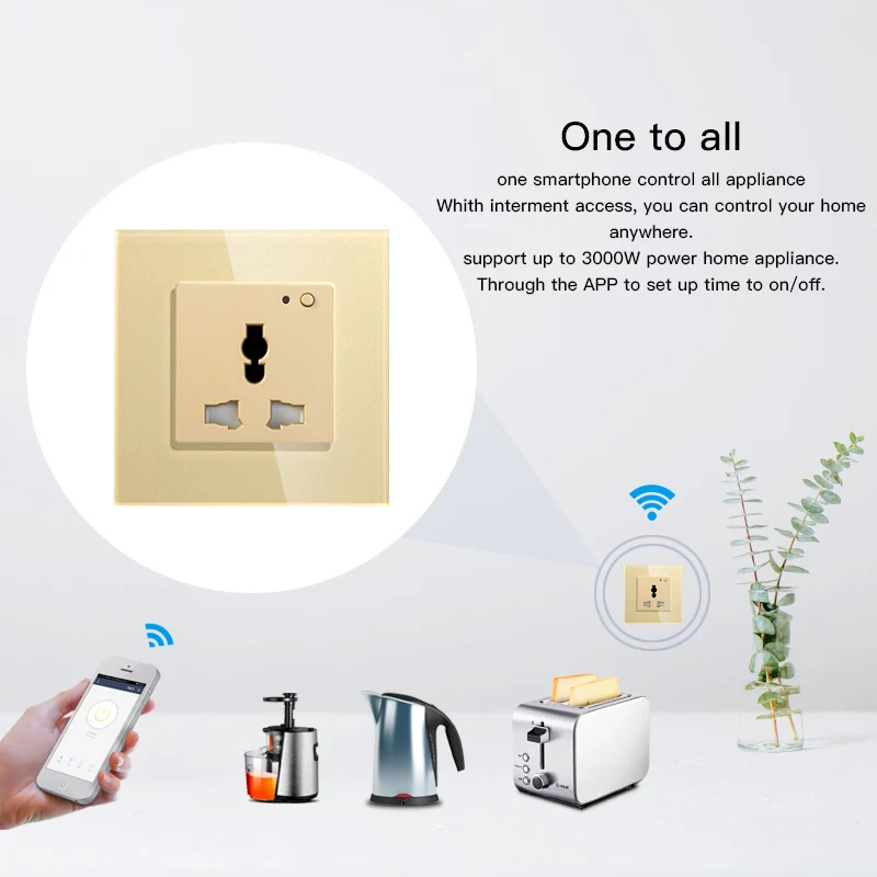 WiFi умная настенная розетка стеклянная панель Smart Life/Tuya APP дистанционное