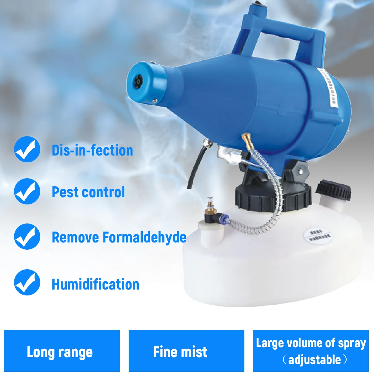 

Clearance Electric ULV Fogger Portable Ultra-Low Volume Atomizer Sprayer Fine Mist Blower Pesticide Nebulizer 4.5L