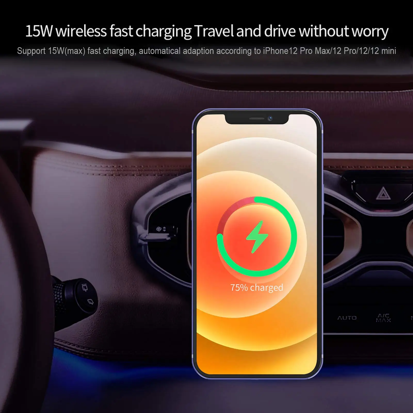 15w car magnetic wireless charger for iphone 13 12 pro max wireless charging car charger phone holder for tesla hyundai citroen free global shipping