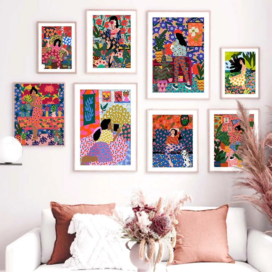 

Prints Colorful Flower Cake Girls Abstract Vintage Minimalist Wall Art Canvas Painting Nordic Pictures Posters Aesthetic Room