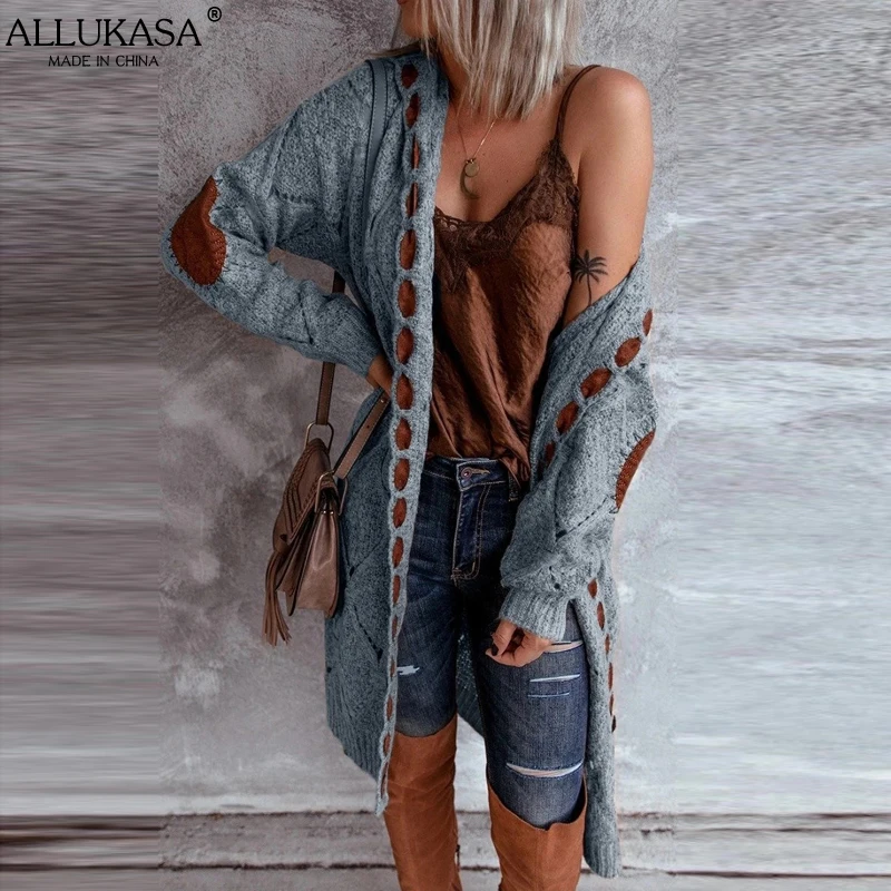 Женский винтажный Кардиган с длинным рукавом повседневная трикотажная кофта