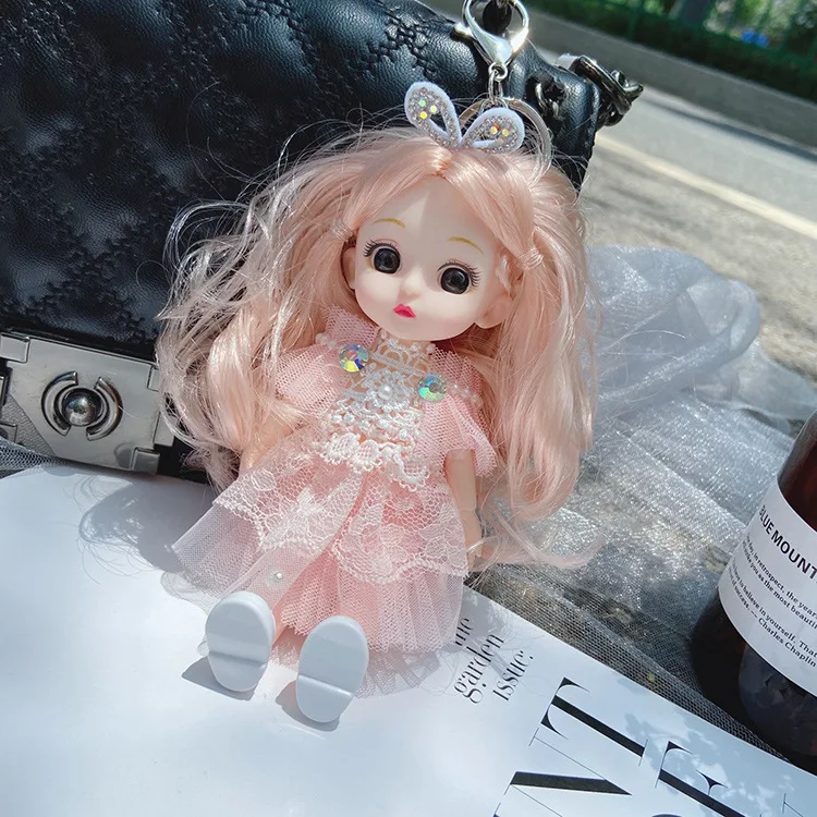 Europe and America Cute Creative Doll Keychain Fashion Beauty Girl Charm Keychain Personality Lady Bag Mobile Phone Keychain