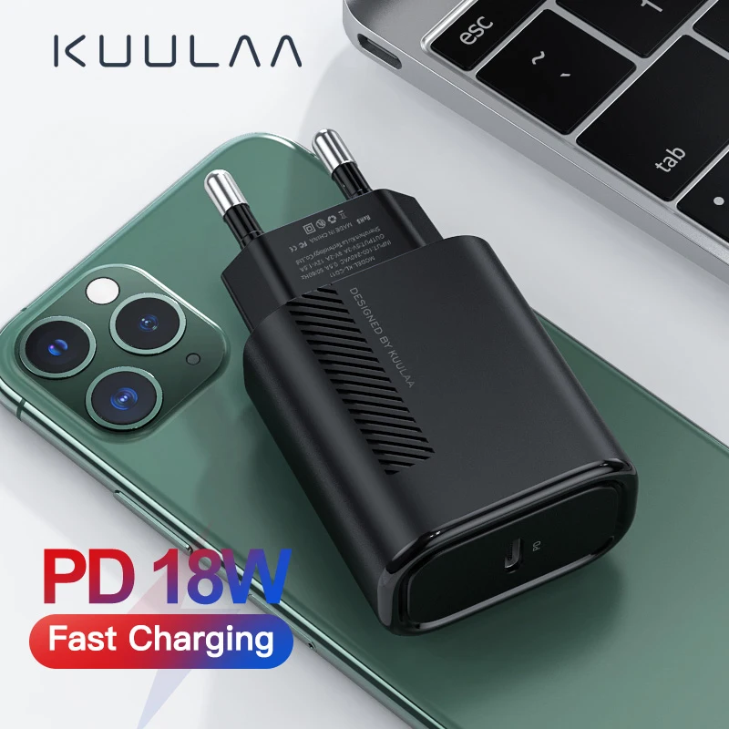 Зарядное устройство Kuulaa Usb 18 Вт Pd 3 0 Быстрая зарядка 4 штекер C для Iphone 11 Pro Max |