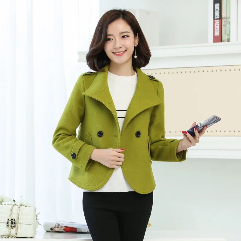 Женское двубортное пальто повседневное теплое кашемировое пальто|Женские