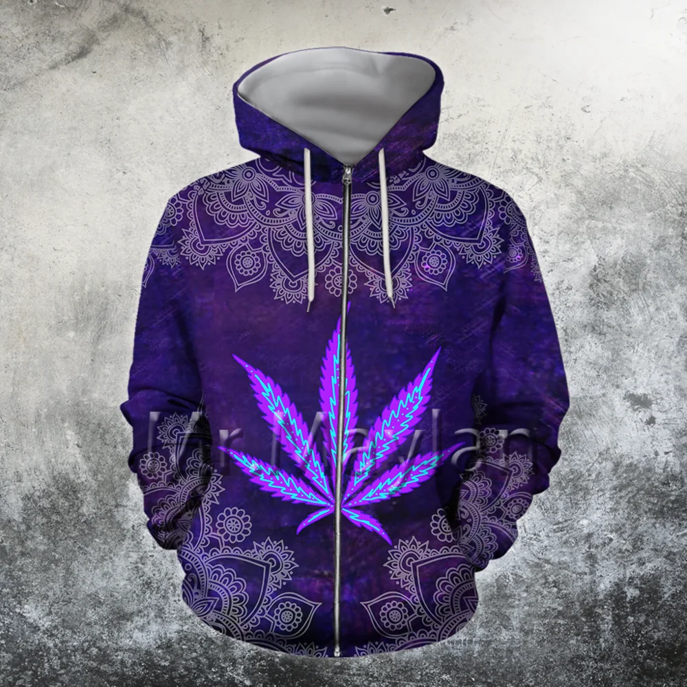 Hemp Weeds Royal Hippie Mandala Trippy Abstract Psychedelic 3D Hoodies/Sweatshirt Winter Autumn Long sleeve streetwear-4 | Мужская
