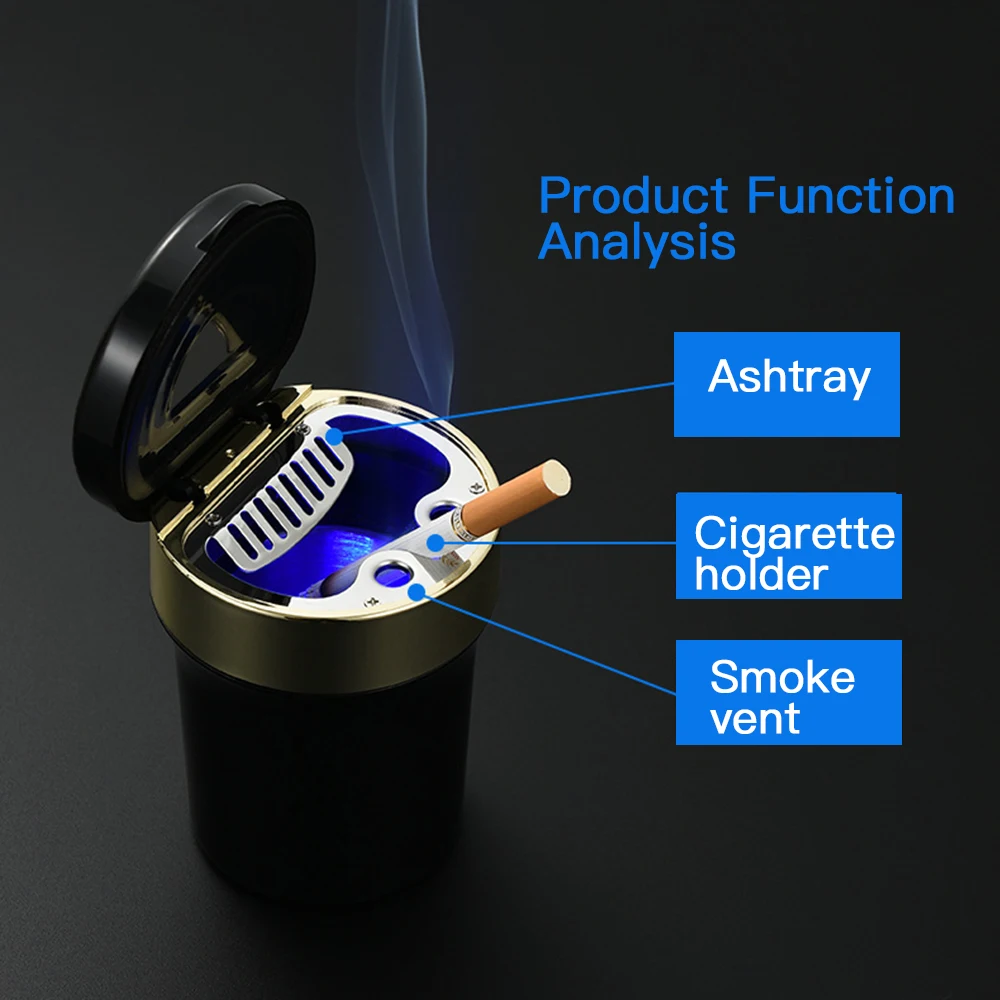 1 шт. автомобильная пепельница с часами светодиодный светильник для сигарет и
