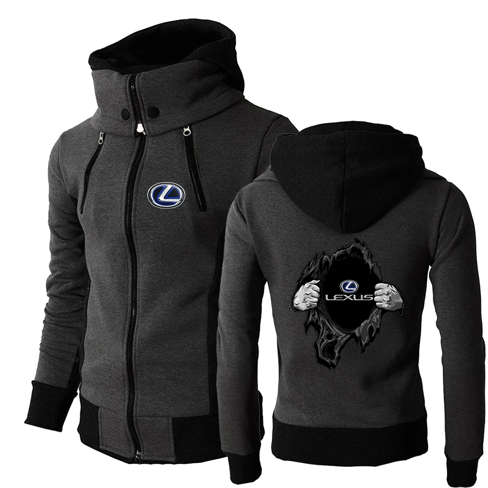 

Men Lexus Sport LOGO Print Hooded Zipper Muscle Sportswear England Style Fitness Pocket Sweatshirt Coat Hoodies